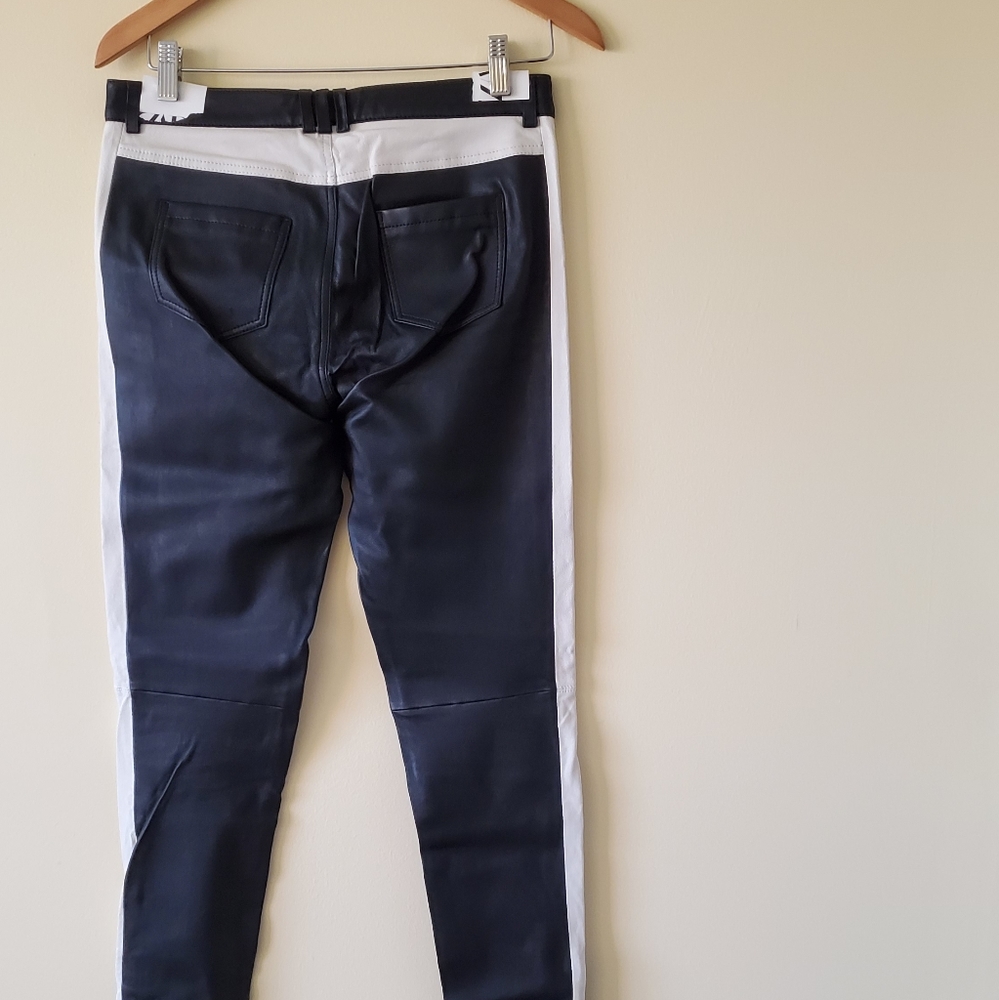 Anine bing Ryder white stripe black leather pants - Picture 4 of 6